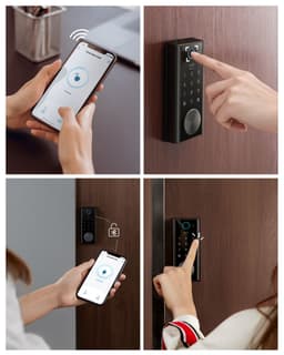The Eufy Wi-Fi doorlock features multiple ways to unlock including  app unlock (bluetooth and Wi-Fi), finger print, PIN Pad,  Google Home and Alexa, and a traditional key.