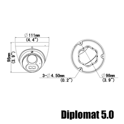 The Diplomat 5.0 analog HD camera dimensions