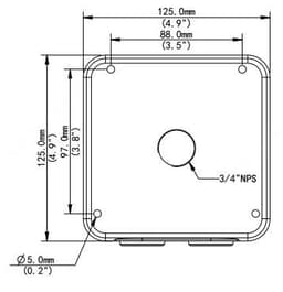 Outdoor Wall Mount Bracket for The Deputy v1 or The Detective, dimension, back