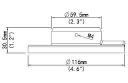 Ceiling Pendant Mount for The Lookout, The Laser, The Spotlight, and The Scope - PAB26ZV - side view