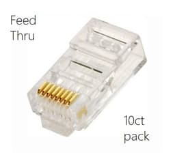 RJ45 CAT5/5E/6 Feed-Thru Connector Plugs (10pk) SCW-C113