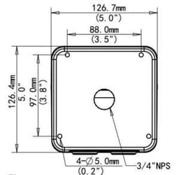 Wall Mount Bracket for The Deputy V2, The Sheriff, or The Informant - WMB26DF, dimension, back