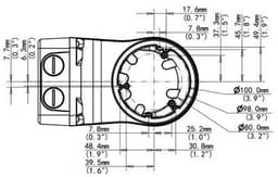 Wall Mount Bracket for The Deputy V2, The Sheriff, or The Informant - WMB26DF, dimension, bottom