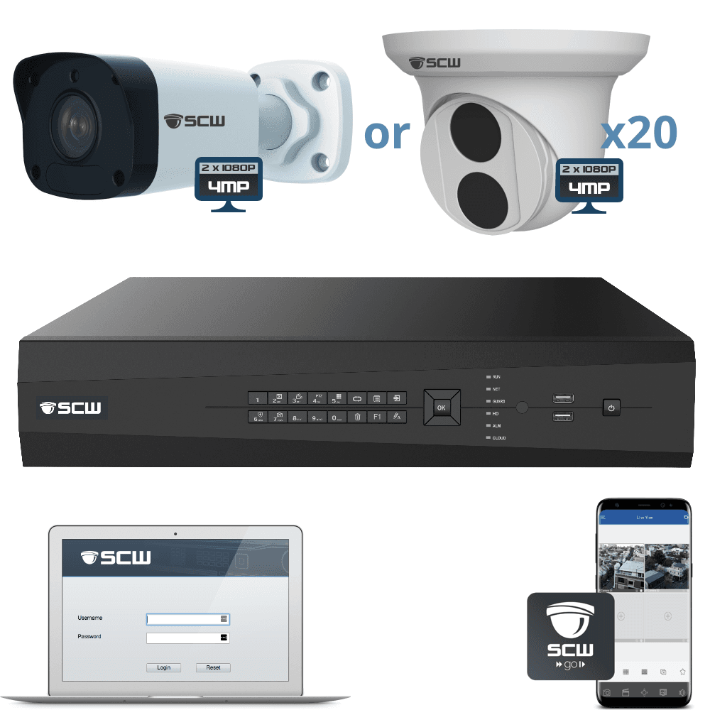 The 4MP Admiral Series (4MP is 2 x 1080P) - 20 Channel HD Customizable Security Camera System