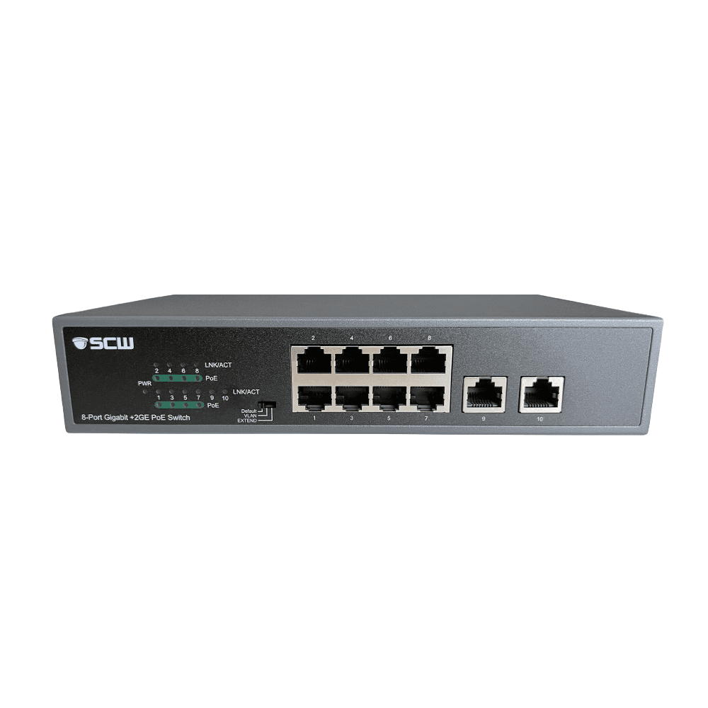 SCW 8 + 2 Port PoE Switch with Extended Transmission - SW10P-EXT-GB