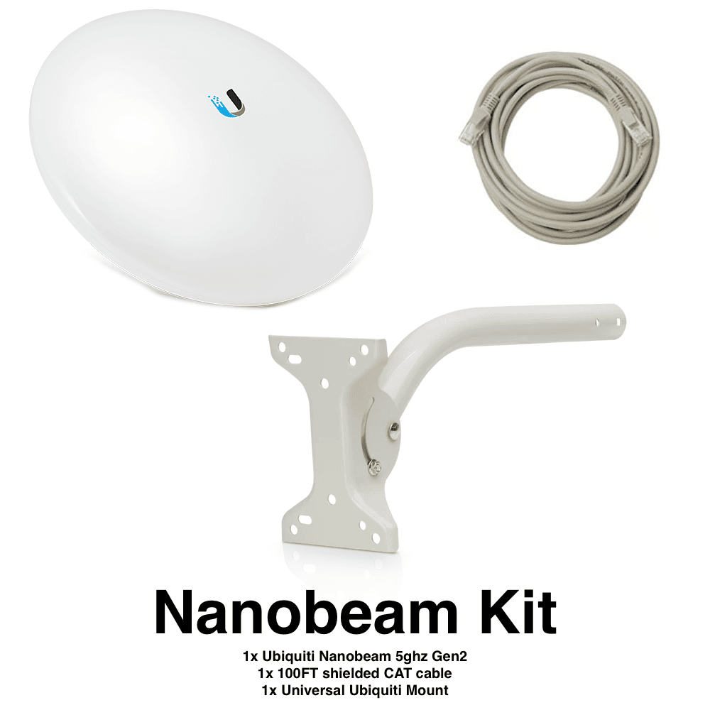 Ubiquiti airMAX 5GHz NanoBeam AC Kit (1 x NBE-5AC-GEN2(US) | 1 x UB-AM | 1 x 100’ shielded PMC)