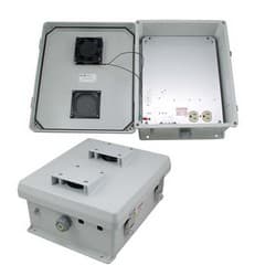 12x10x5 Inch 120 VAC Weatherproof Enclosure with Heater and 85° Turn-on Cooling Fan