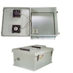 20x16x11 Inch 120 VAC Weatherproof Enclosure with Heater and 85° Turn-on Cooling Fans