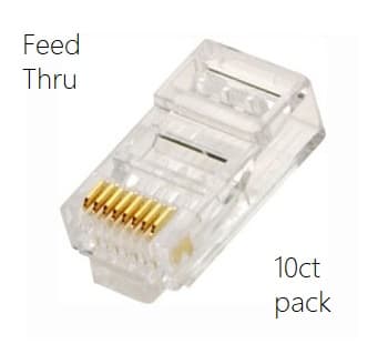 RJ45 CAT5/5E/6 Feed-Thru Connector Plugs (10pk) SCW-C113
