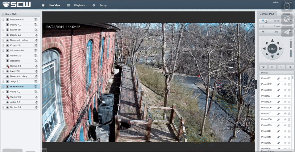 adjusting motorized varifocal zoom in web ui