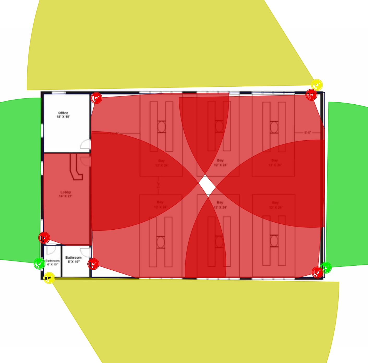 mechanic garage and auto repair shop security camera floorplan