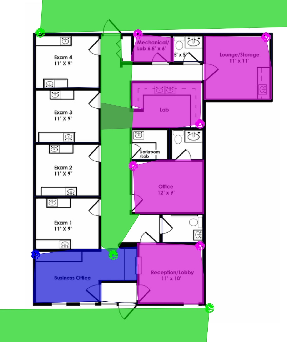 commercial space security camera floorplan