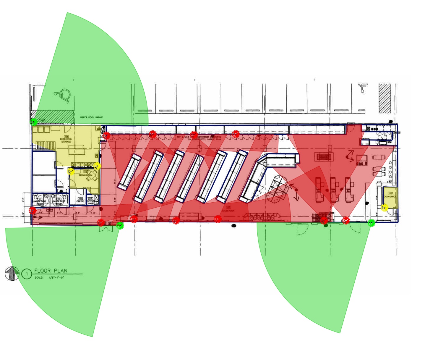grocery store security camera floorplan