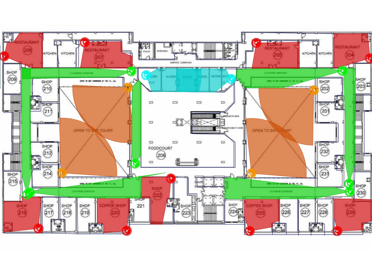 large retail store security camera floorplan