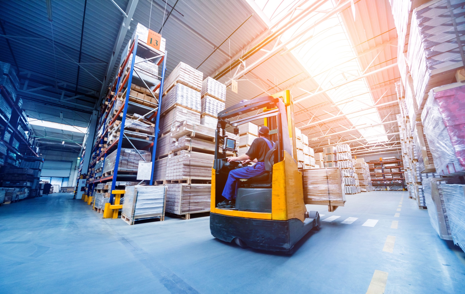 logistics warehouse and forklift