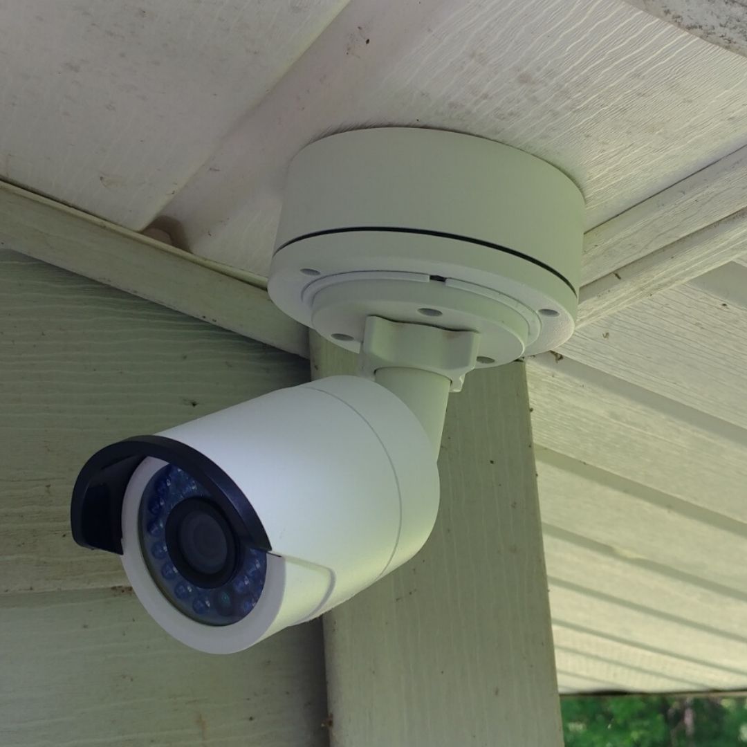 mounting security camera under eave