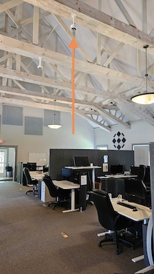 the radius 5.0 360 degree panoramic camera mounted on a ceiling pendent mount