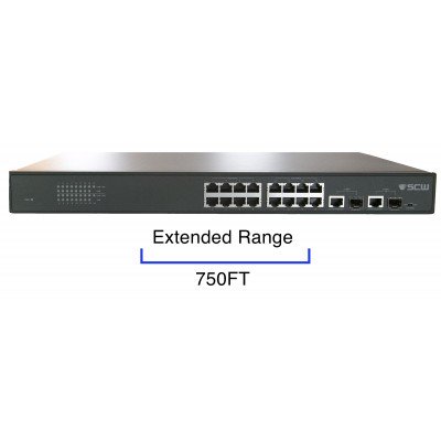 SCW 16+2 Port PoE Switch with Extended Transmission