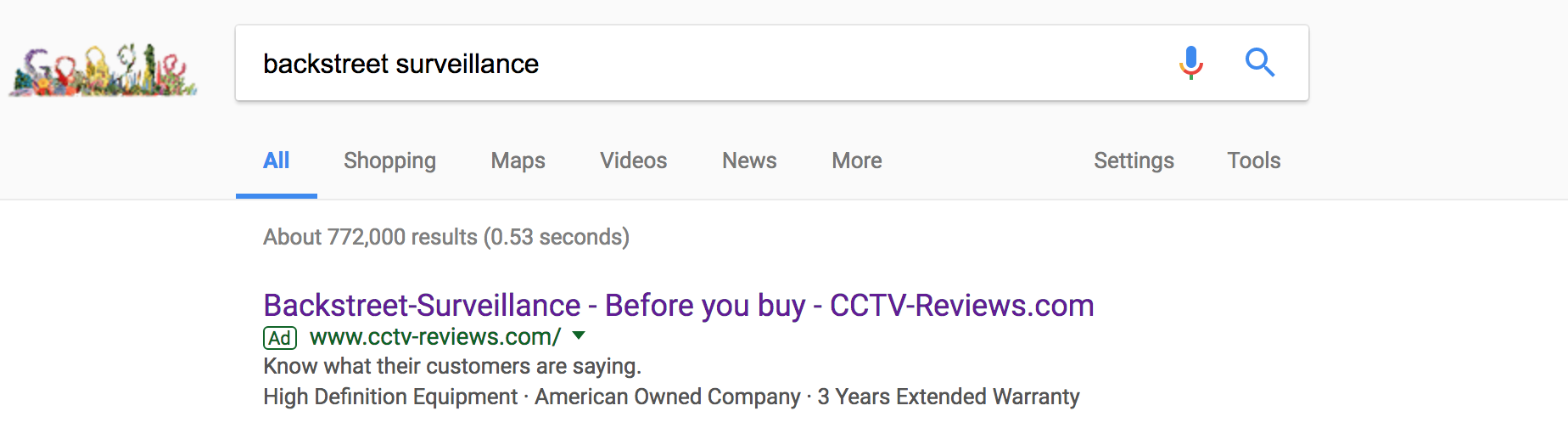 Google Backstreet get CCTV-Reviews.com