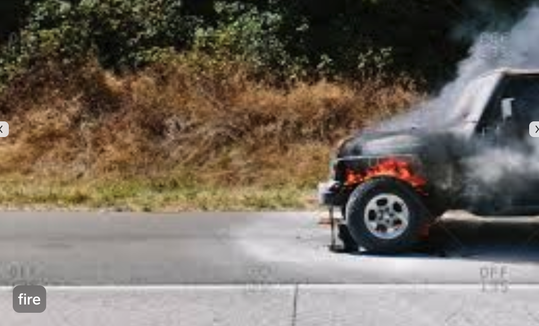 car fire, traffic jam net