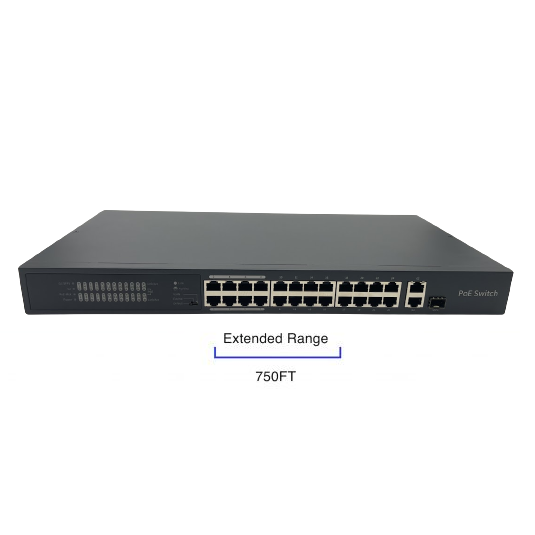 SCW 24 Port PoE Switch with Extended Transmission - SW24PEXT-V2