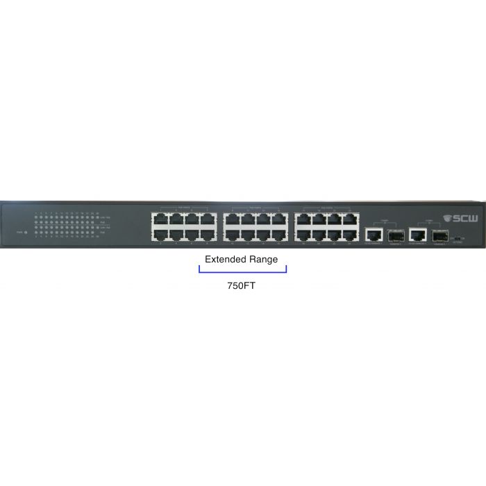 SCW 24 Port PoE Switch with Extended Transmission - SW24PEXT