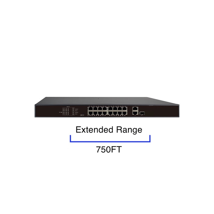SCW 16 Port PoE Switch with Extended Transmission - SW16PEXT-V2
