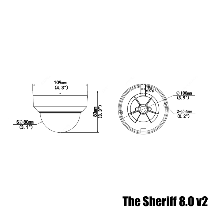 The Sheriff 8.0 v2 - 26DF8M-IK10-V2 - 4K (8MP = 4x1080P) Vandal Proof Fixed Wide Angle Lens IK10 Dome Camera